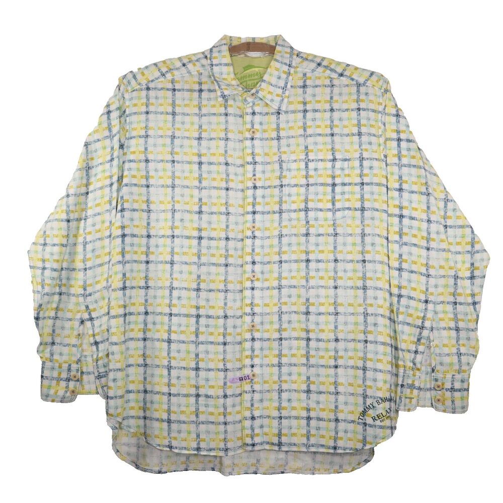 Tommy Bahama Relax Men's 100% Linen Multicolor Long Sleeve Button Up Shirt XL